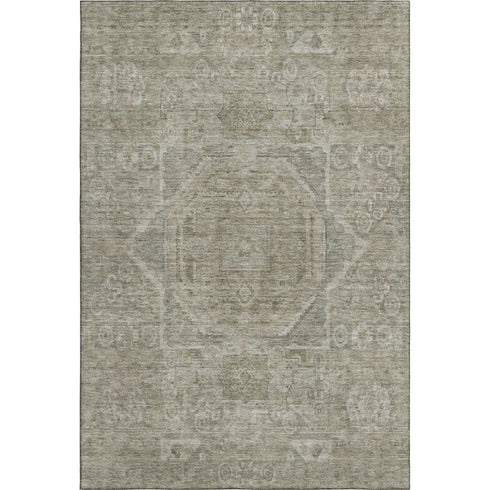 8' X 10' Gray And Silver Oriental Washable Area Rug With UV Protection