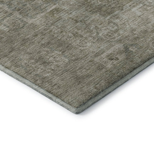 8' X 10' Gray And Silver Oriental Washable Area Rug With UV Protection