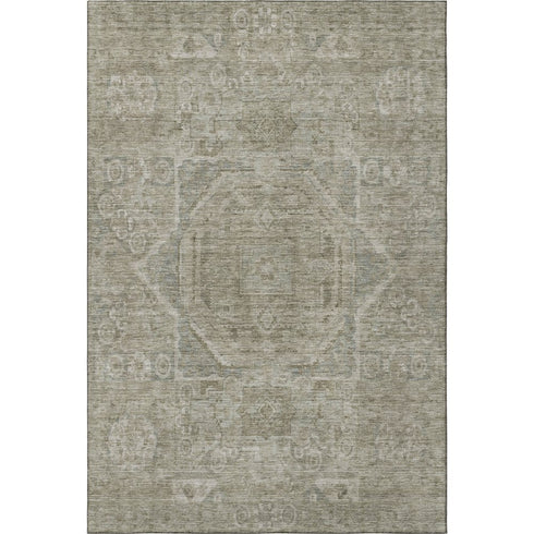 8' X 10' Gray And Silver Oriental Washable Area Rug With UV Protection