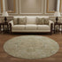 8' Tan And Beige Oriental Washable Round Rug With UV Protection