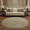 8' Tan And Beige Oriental Washable Round Rug With UV Protection