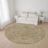 8' Tan And Beige Oriental Washable Round Rug With UV Protection