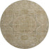 8' Tan And Beige Oriental Washable Round Rug With UV Protection