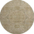 8' Tan And Beige Oriental Washable Round Rug With UV Protection