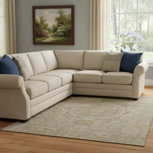 8' X 10' Tan And Beige Oriental Washable Area Rug With UV Protection