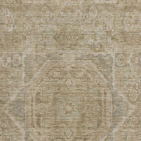 8' X 10' Tan And Beige Oriental Washable Area Rug With UV Protection