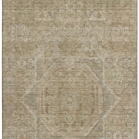 8' X 10' Tan And Beige Oriental Washable Area Rug With UV Protection