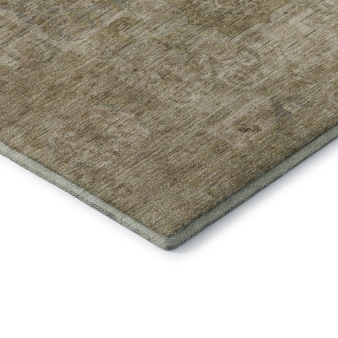 9' X 12' Tan And Beige Oriental Washable Area Rug With UV Protection