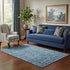 5' X 8' Blue And Navy Blue Oriental Washable Area Rug With UV Protection