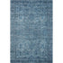 5' X 8' Blue And Navy Blue Oriental Washable Area Rug With UV Protection