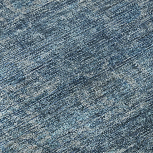 5' X 8' Blue And Navy Blue Oriental Washable Area Rug With UV Protection
