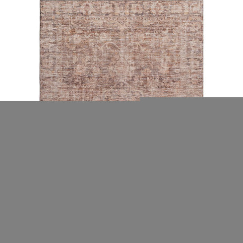 8' X 10' Rust And Beige Oriental Washable Area Rug With UV Protection