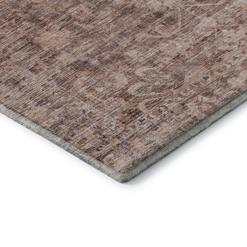 8' X 10' Rust And Beige Oriental Washable Area Rug With UV Protection