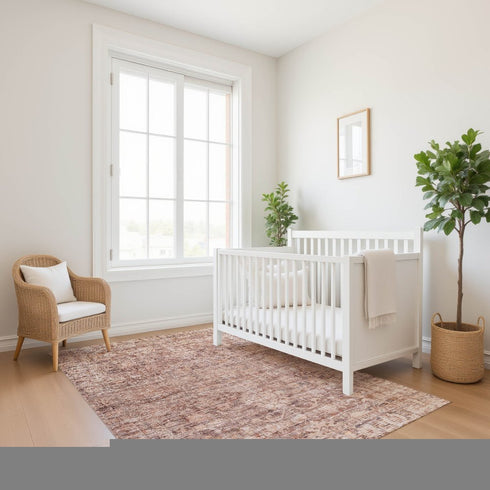 8' X 10' Rust And Beige Oriental Washable Area Rug With UV Protection