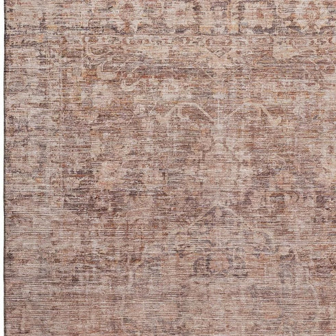 8' X 10' Rust And Beige Oriental Washable Area Rug With UV Protection