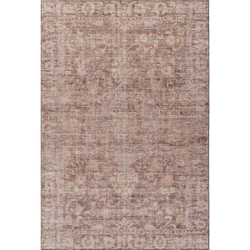 8' X 10' Rust And Beige Oriental Washable Area Rug With UV Protection