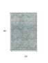 5' X 8' Blue Gray And Silver Geometric Washable Area Rug With UV Protection