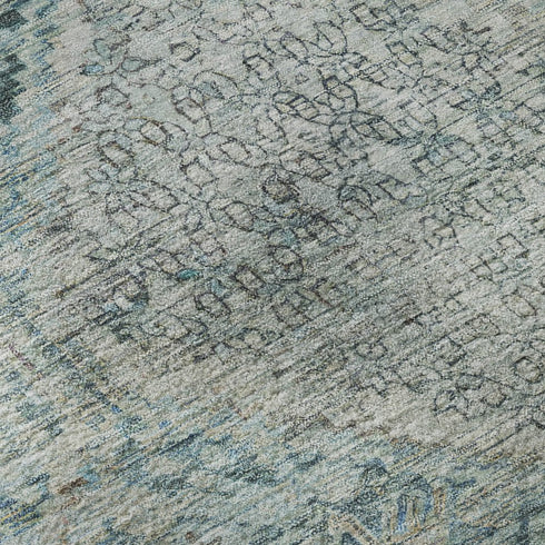 5' X 8' Blue Gray And Silver Geometric Washable Area Rug With UV Protection