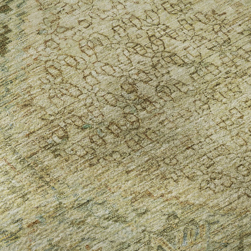 5' X 8' Fern Green And Olive Green Geometric Washable Area Rug With UV Protection