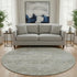 8' Pewter Gray And Silver Geometric Washable Round Rug With UV Protection
