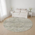 8' Pewter Gray And Silver Geometric Washable Round Rug With UV Protection