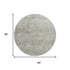 8' Pewter Gray And Silver Geometric Washable Round Rug With UV Protection