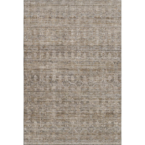 9' X 12' Brown And Beige Striped Washable Area Rug With UV Protection