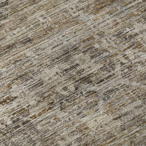 9' X 12' Brown And Beige Striped Washable Area Rug With UV Protection