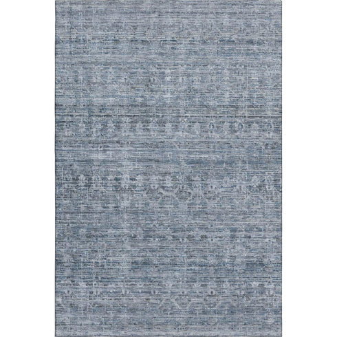 5' X 8' Blue And Gray Striped Washable Area Rug With UV Protection