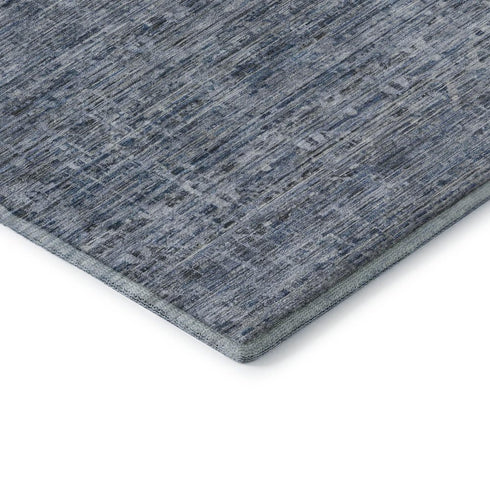 5' X 8' Blue And Gray Striped Washable Area Rug With UV Protection