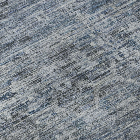 5' X 8' Blue And Gray Striped Washable Area Rug With UV Protection