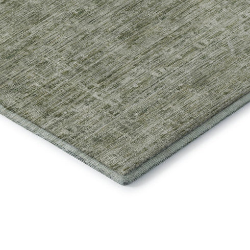 8' X 10' Sage And Beige Striped Washable Area Rug With UV Protection