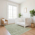 8' X 10' Sage And Beige Striped Washable Area Rug With UV Protection