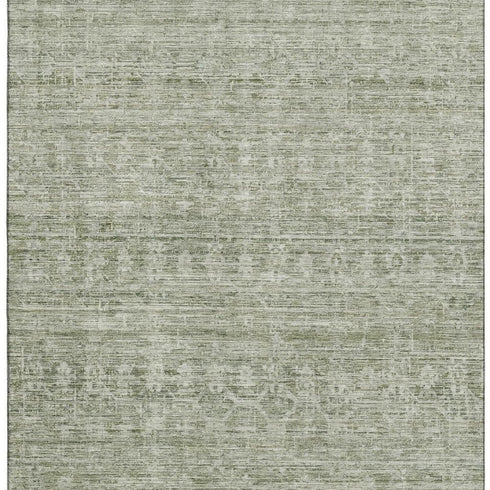 8' X 10' Sage And Beige Striped Washable Area Rug With UV Protection