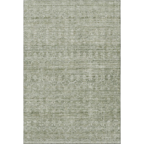 8' X 10' Sage And Beige Striped Washable Area Rug With UV Protection