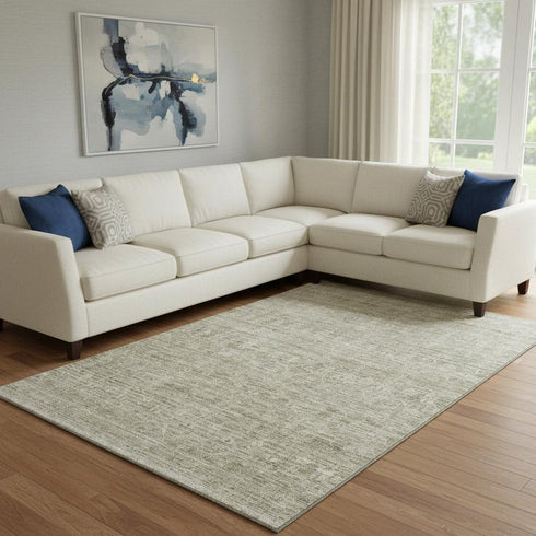 8' X 10' Taupe And Beige Striped Washable Area Rug With UV Protection