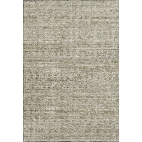 8' X 10' Taupe And Beige Striped Washable Area Rug With UV Protection