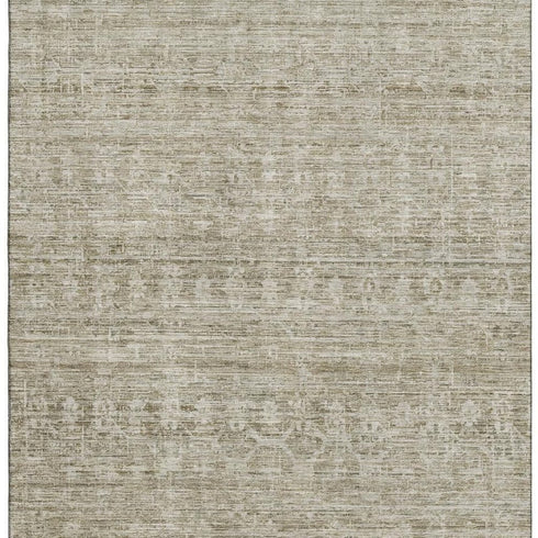 8' X 10' Taupe And Beige Striped Washable Area Rug With UV Protection