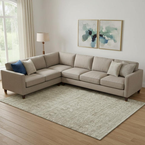 9' X 12' Taupe And Beige Striped Washable Area Rug With UV Protection