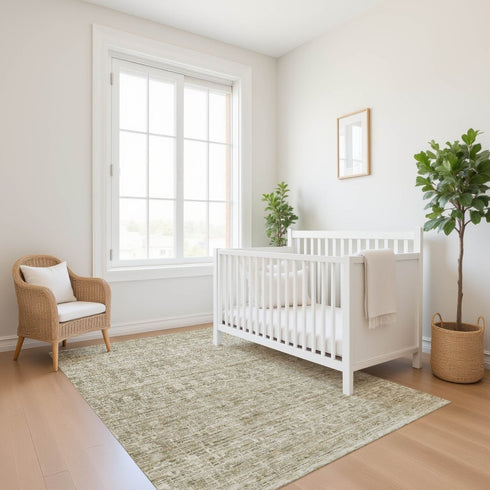 9' X 12' Taupe And Beige Striped Washable Area Rug With UV Protection