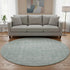 8' Turquoise And Ivory Striped Washable Round Rug With UV Protection