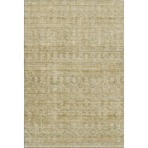 5' X 8' Wheat And Beige Striped Washable Area Rug With UV Protection
