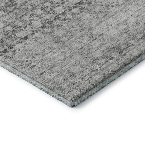 9' X 12' Gray And Silver Striped Washable Area Rug With UV Protection