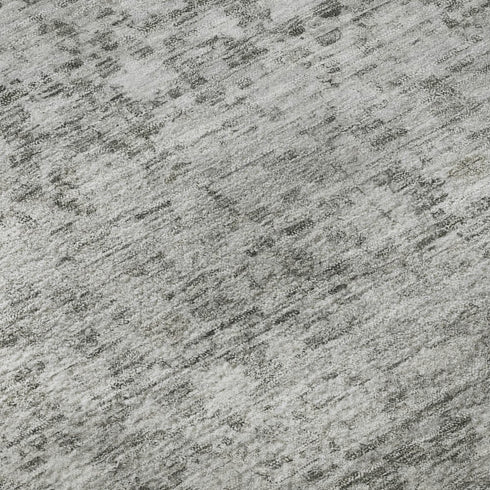 9' X 12' Gray And Silver Striped Washable Area Rug With UV Protection