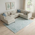9' X 12' Aqua And Ivory Geometric Washable Area Rug With UV Protection