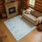 9' X 12' Aqua And Ivory Geometric Washable Area Rug With UV Protection