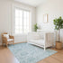 9' X 12' Aqua And Ivory Geometric Washable Area Rug With UV Protection