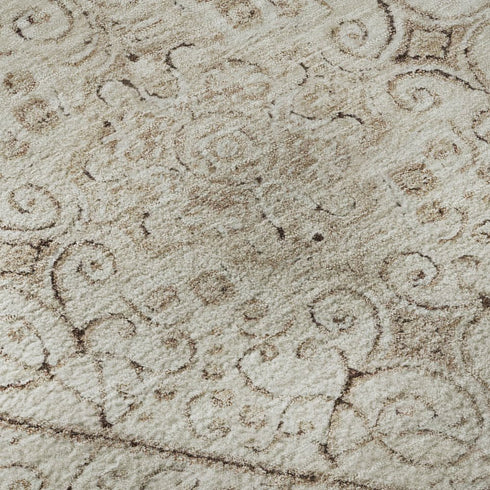 8' X 10' Beige And Brown Geometric Washable Area Rug With UV Protection