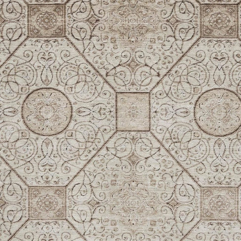 8' X 10' Beige And Brown Geometric Washable Area Rug With UV Protection