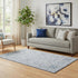 5' X 8' Blue And Ivory Geometric Washable Area Rug With UV Protection